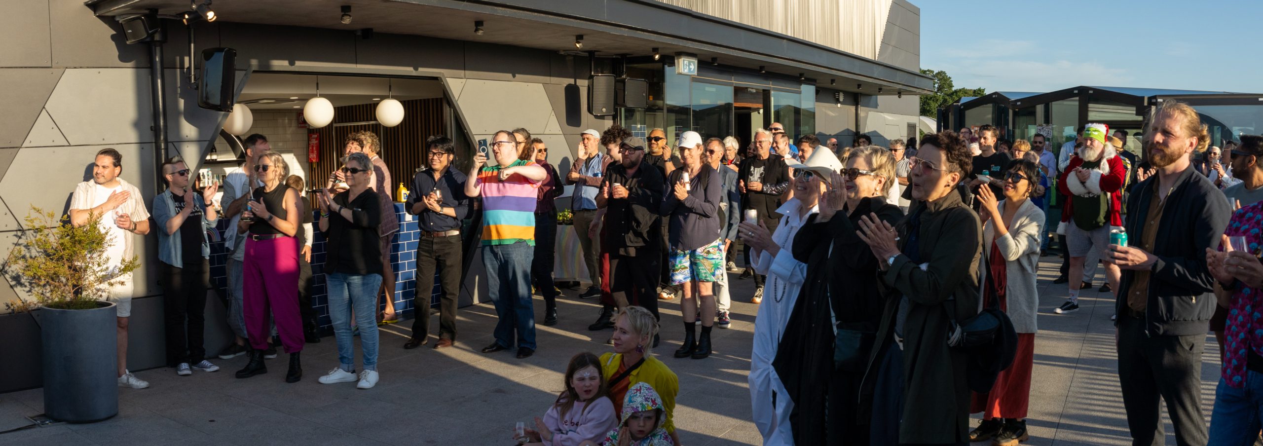 crowd of people standing on VPC rooftop